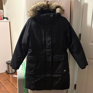 BNWT Eddie Bauer Stadium Coat Parka Super Down 650 Black-Women’s-Petite Medium